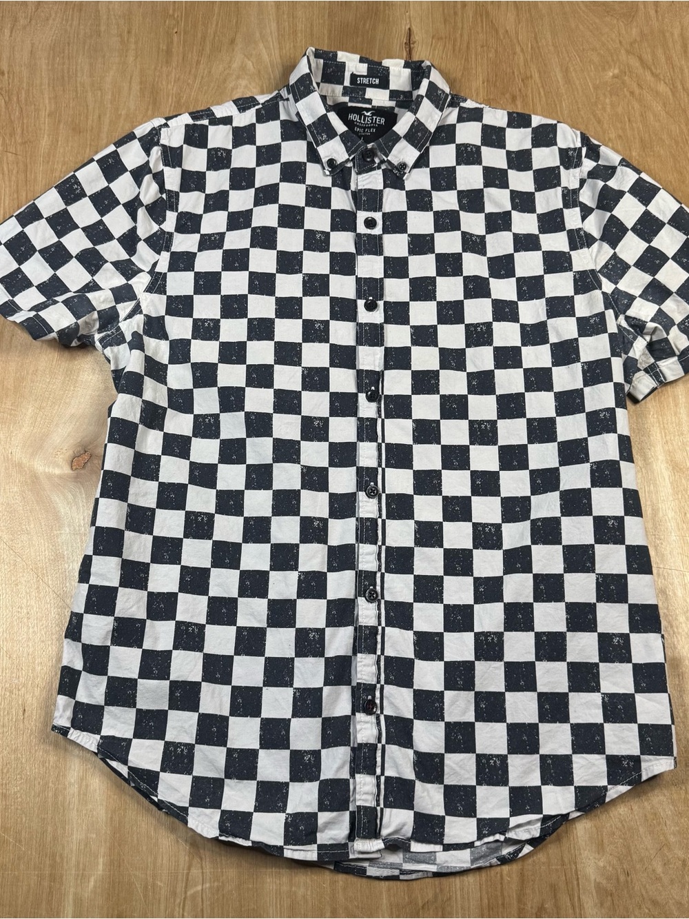 Hollister Epic Flex Mens Checkered Short Sleeve Button Down Shirt Size Large